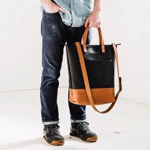 Portland Leather Goods 100% Leather Large Crossbody Tote! Fits 13” Laptop